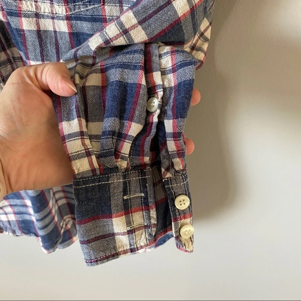 J. Crew Boy Fit Button Up Shirt Blue Sz XS